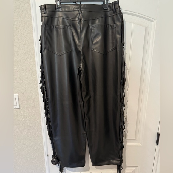 Nasty Gal Faux Leather Black Fringe Trousers - Picture 6 of 6